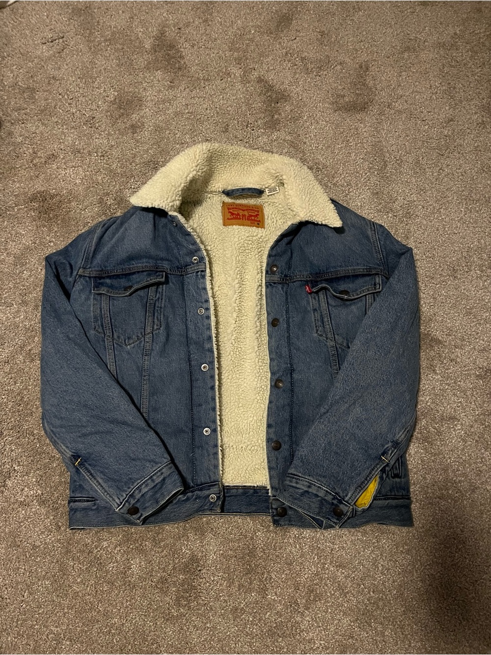 Levi's Blue Denim Jacket with Cream Sherpa Lining